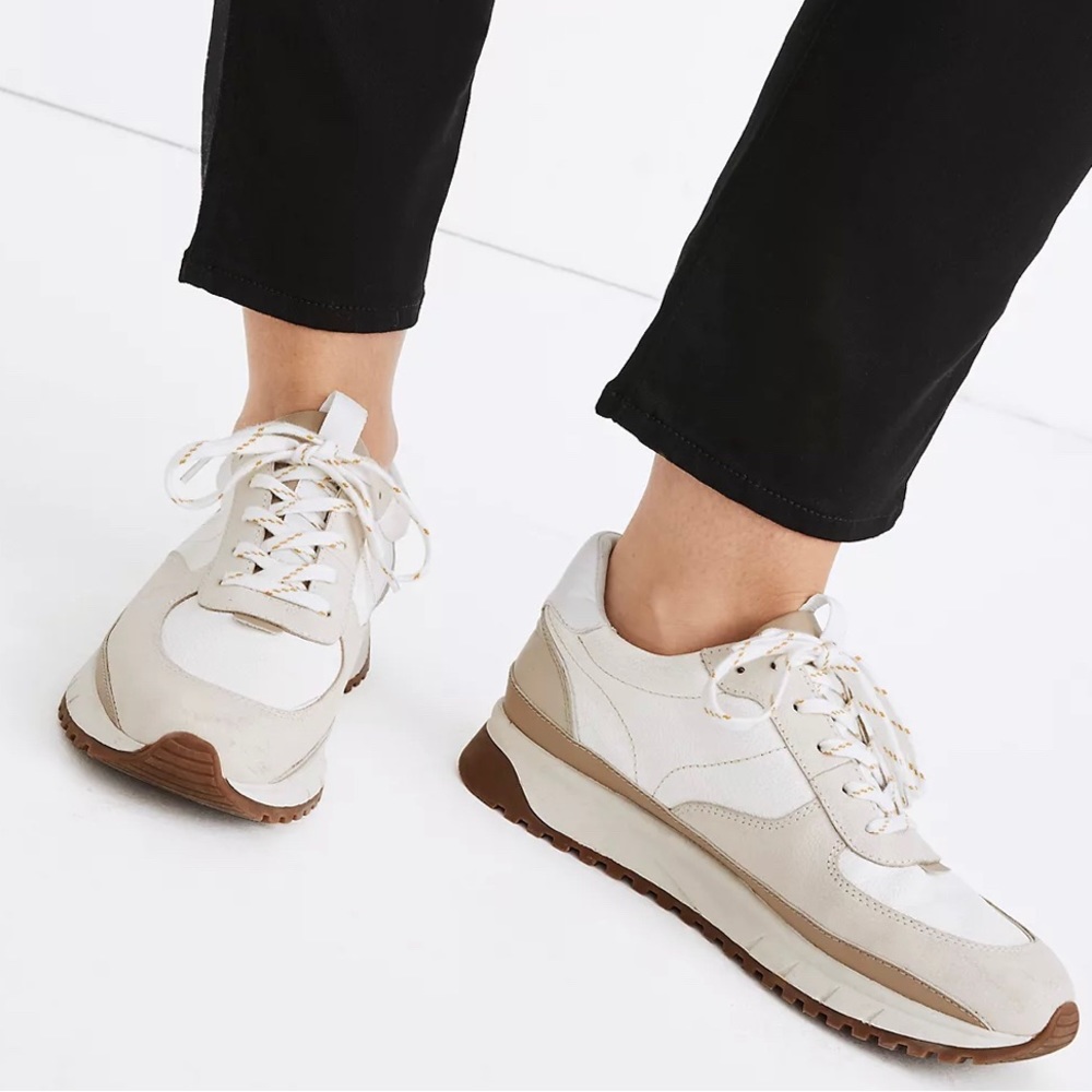 Madewell Kickoff Trainer Sneakers in Neutral Colorblock Leather, size 11